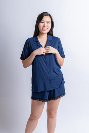 Amber Classic Button Down Sleepwear Set (Tshirt + Shorts)