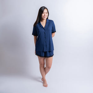 Amber Classic Button Down Sleepwear Set (Tshirt + Shorts)