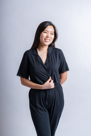 Amber Classic Button Down Sleepwear Set (Tshirt + Long Pants)