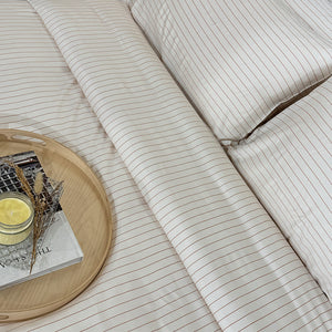 Linen and Homes Duvet Cover-Cinnamon Stripes