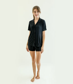 Amber Classic Button Down Sleepwear Set (Tshirt + Shorts)