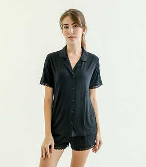 Amber Classic Button Down Sleepwear Set (Tshirt + Shorts)