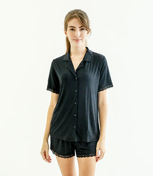 Amber Classic Button Down Sleepwear Set (Tshirt + Shorts)