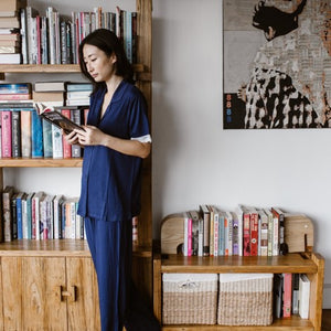 Amber Classic Button Down Sleepwear Set (Tshirt + Long Pants)