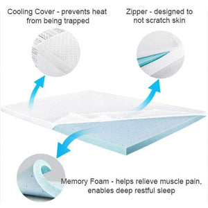 Memory Foam Mattress Topper with Cooling Removable Cover