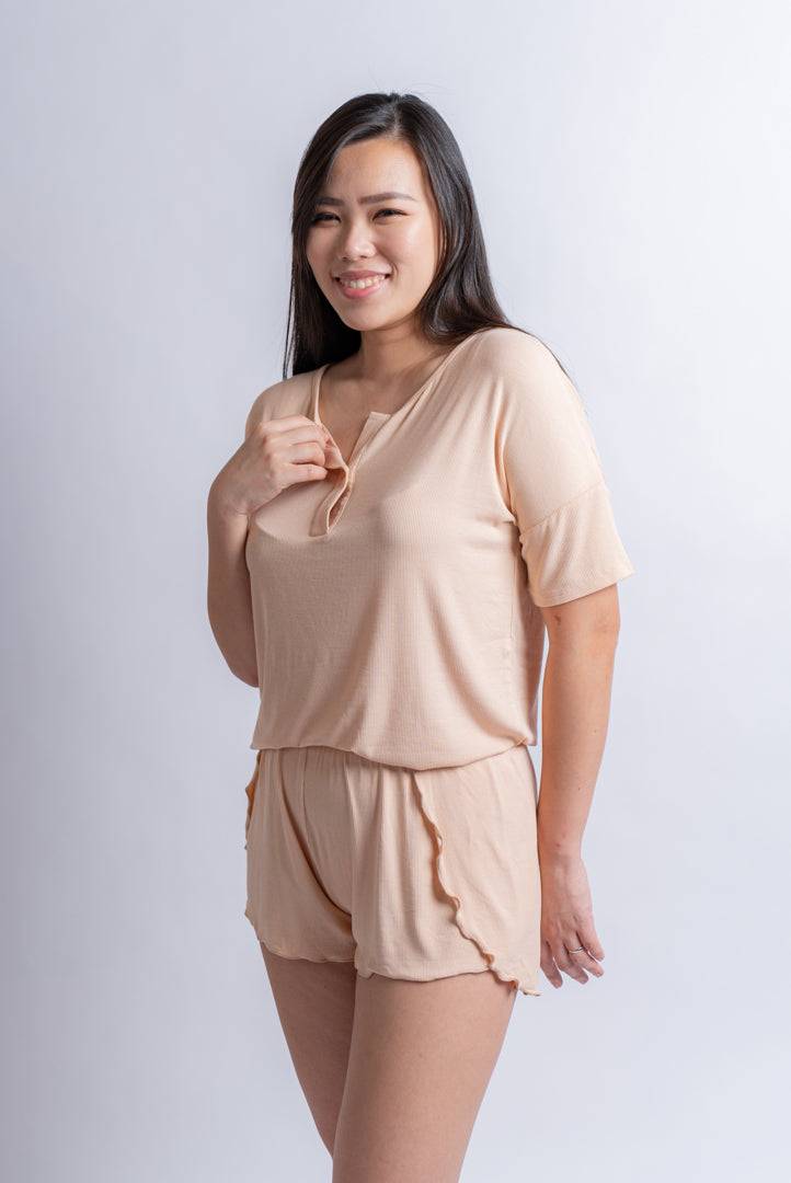 Lulu Ribbed Knit Set (Tshirt + Shorts)