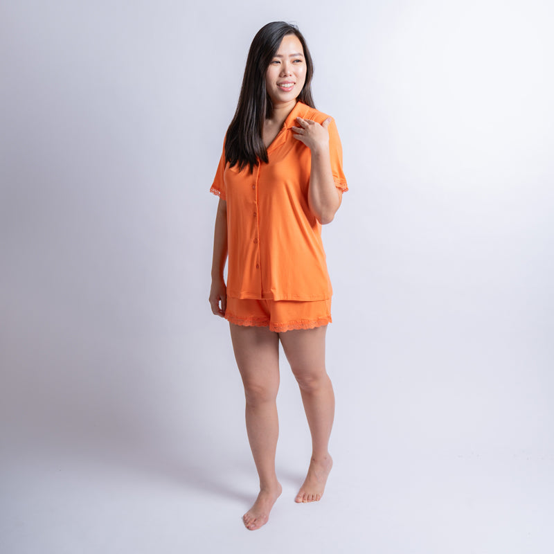 Amber Classic Button Down Sleepwear Set (Tshirt Shorts)