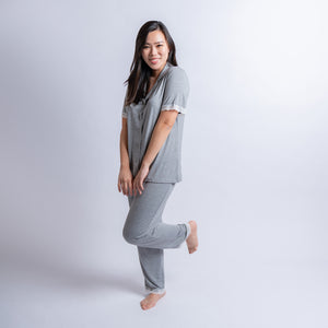 Amber Classic Button Down Sleepwear Set (Tshirt + Long Pants)