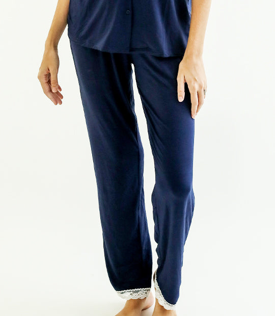 Amber Classic Button Down Sleepwear Set (Tshirt + Long Pants) - Linen &  Homes
