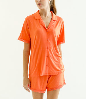 Amber Classic Button Down Sleepwear Set (Tshirt + Shorts)