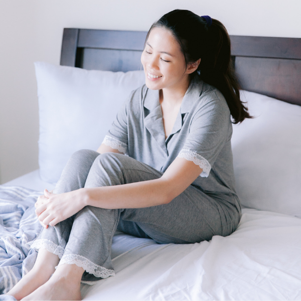 Amber Classic Button Down Sleepwear Set (Tshirt + Long Pants)