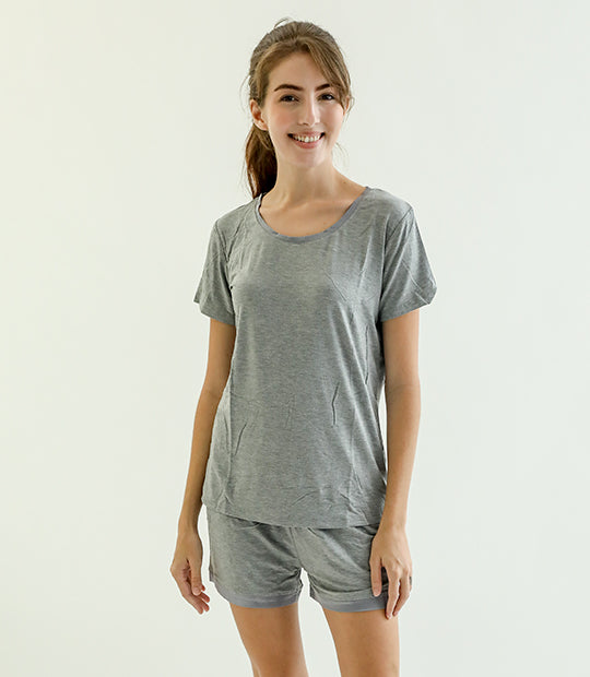 Claire Classic Roundneck Sleepwear Set (Tshirt + Shorts)