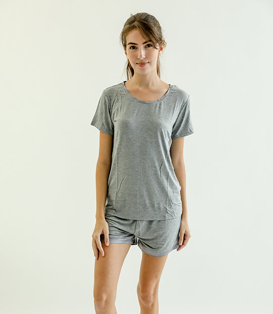 Claire Classic Roundneck Sleepwear Set (Tshirt + Shorts)