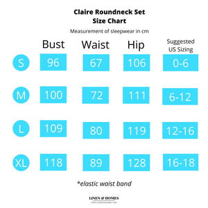 Claire Classic Roundneck Sleepwear Set (Tshirt + Shorts)